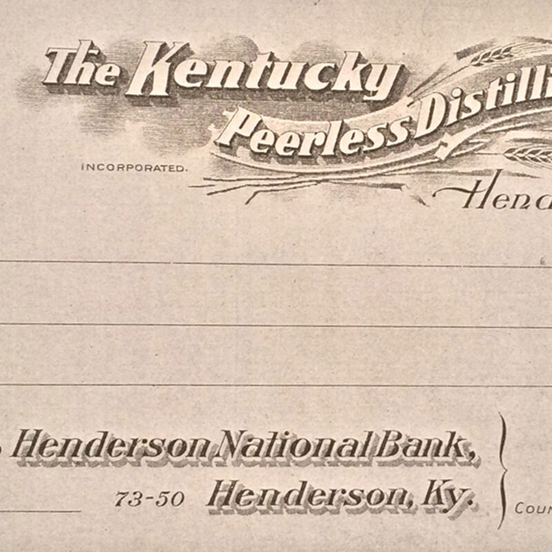 The Kentucky Peerless Distilling Company original blank check (Circa 1910)