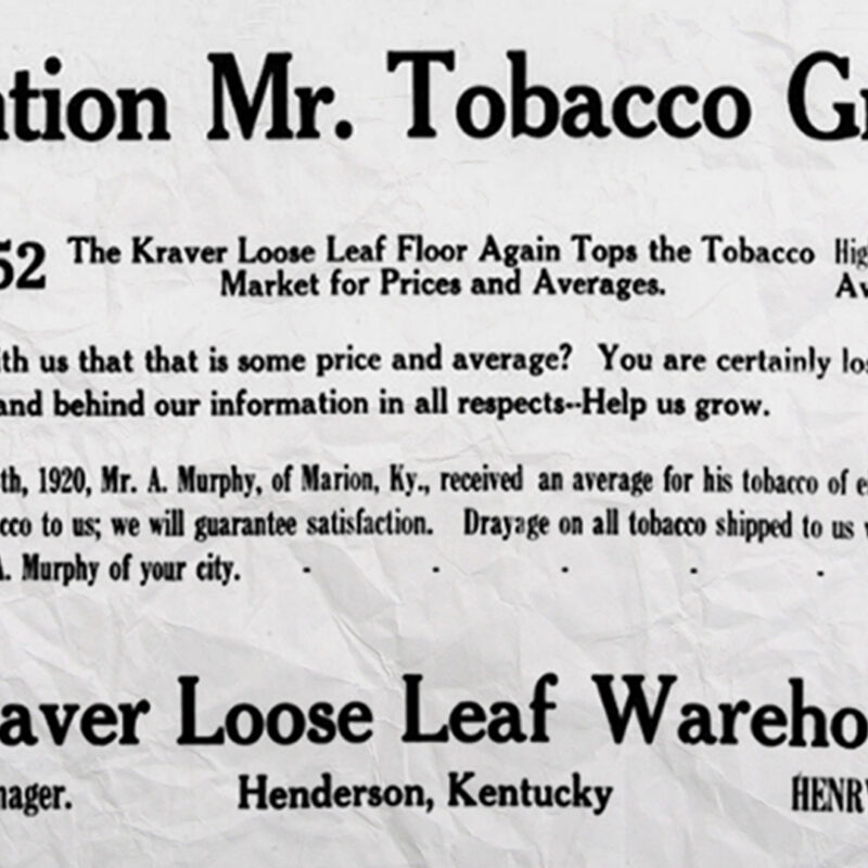 Advertisement for Kraver Tobacco House (Circa 1920)