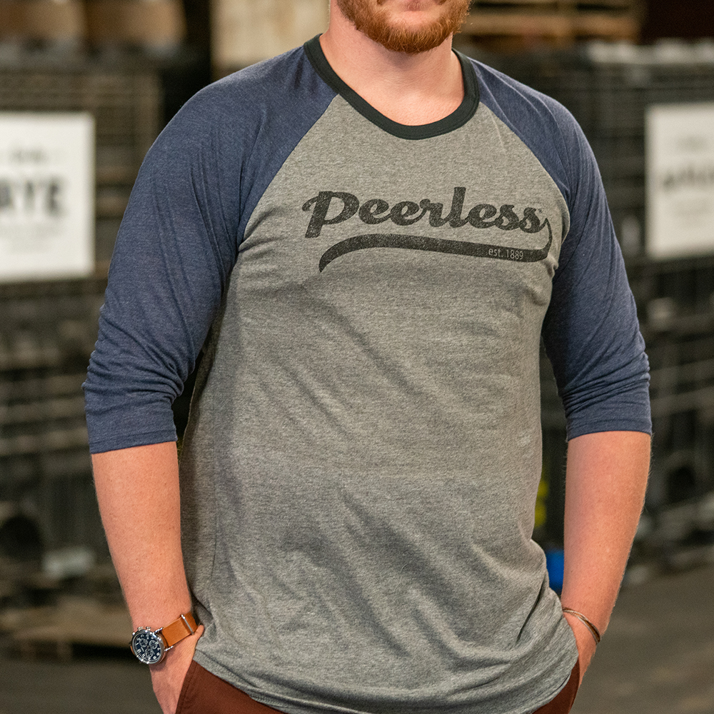 Haat Trend kleuring Peerless Baseball T-Shirt - Peerless Distilling Co.
